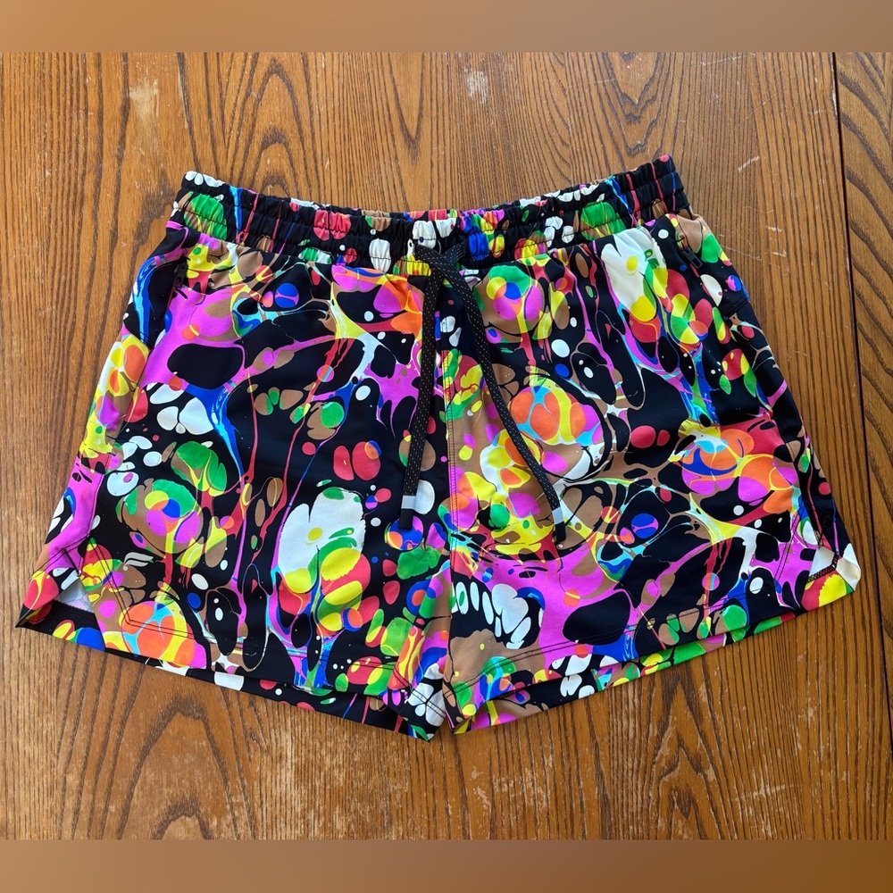 Fabletics Multicolor Splash Athletic Shorts - Black Base - Picture 3 of 5